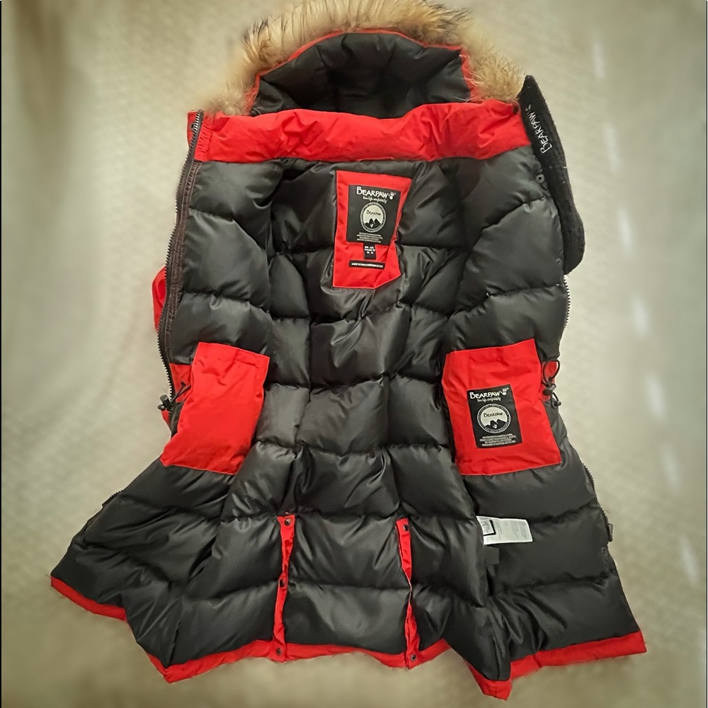 BEARPAW Racoon Fur Trimmed Parka Jacket Med (10)